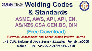Welding Codes and Standards I ASME AWS API ISO Welding Codes I Eurotech Training I Free Webinars