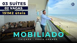 Apartamento FRENTE MAR com 3 Suítes e 2 Vagas Mobiliado em Praia Grande SP.