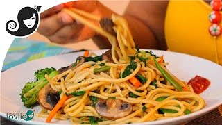 StirFried Vegetable Spaghetti Recipe (vegetarian / vegan recipe)