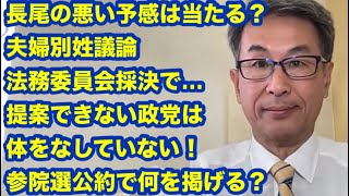 長尾の悪い予感は当たる？　旧姓使用拡大も減税も給付もやらない?!　提案できない政党は定をなしていない！　参院選公約で何を掲げる？・・・朝から生たかし