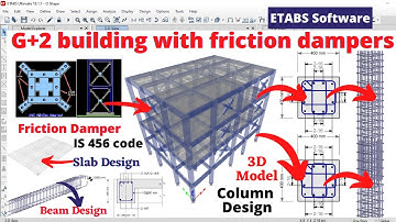 Complete G+2 building with dampers in ETABS software | structural design | civil engineering |