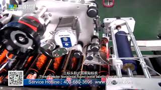 Horizontal pipe tube vial bottle labeling machine three label applicator -Judy