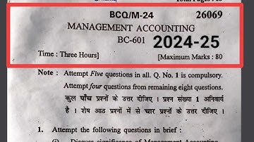 Management Accounting Question paper 2024-25 for B.com 6sem students. paper of Management Accounting