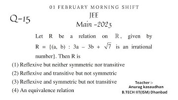 JEE Main 2023:- 1 February shift-1 Math paper Question 15 solution | #jeemain2023 #projecteducation