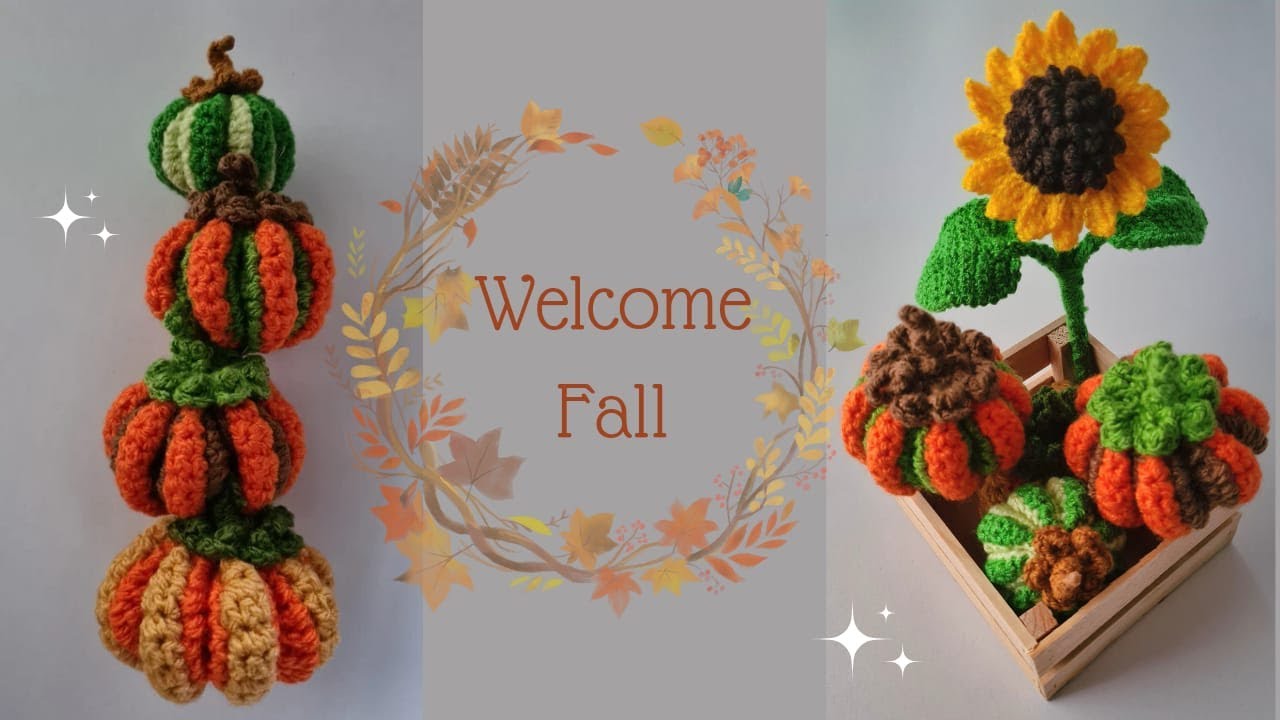 Recibamos el otoño 🍂🌻✨️ con esta encantadora decoración en CROCHET | Parte 1 Calabazas 🧡🎃