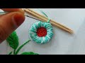 beautiful 3D flower design using toothpick|hand embroidery|embroidery designs