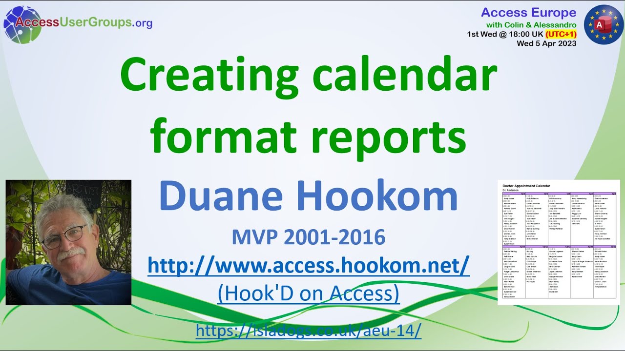 AEU14 - Creating Calendar Format Reports (Duane Hookom)