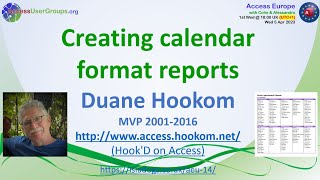 AEU14 - Creating Calendar Format Reports (Duane Hookom)
