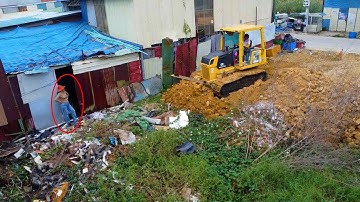 New Complete 100% Landfill In Wall Delete Flood Garbage by Standard Dozer D31Px with dump truck