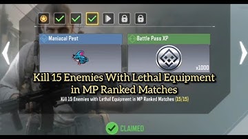 Kill 15 Enemies With Lethal Equipment in MP Ranked Matches Call Of Duty Mobile Complete Task