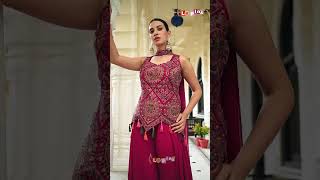 Multi thread with sequence work,on viscose fabric, fancy designer Peplum with Divaider set