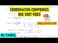 Coordination compounds one shot  in tamil  class 12  term2 free notes pdf 