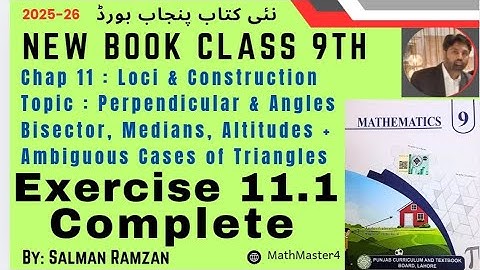 Class  9th | New Book Math PCTB | Chap 11 | Exercise 11.1 | Contruction of triangle | Loci 