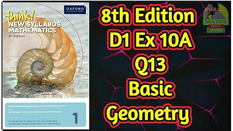 Q13 || Ex-10A || D1-8th edition || Basic Geometry || In Urdu/Hindi