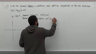Finding the Domain, Range, Vertical Asymptote and X Intercepts of a Logarithm - BMCC(CUNY)