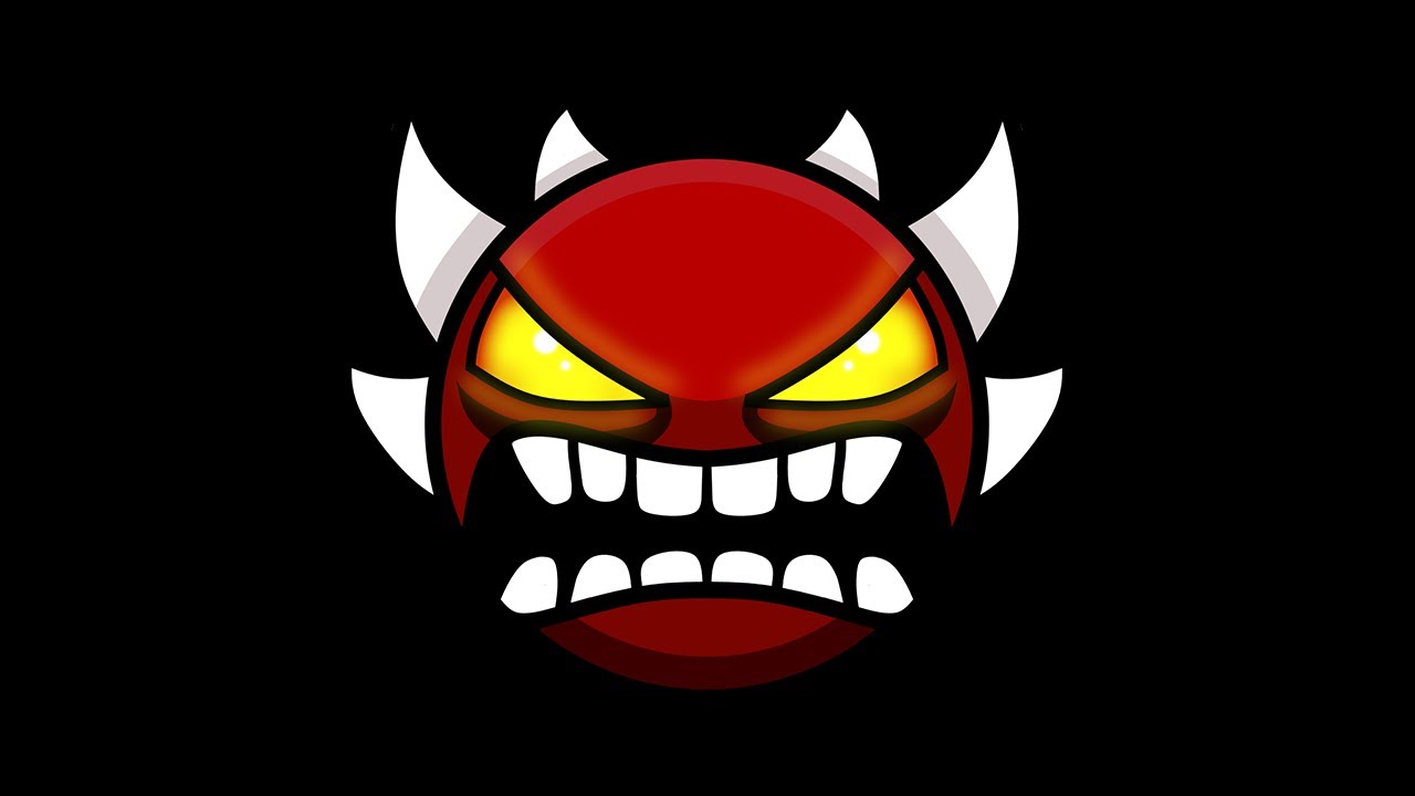 geometry dash demon face black background