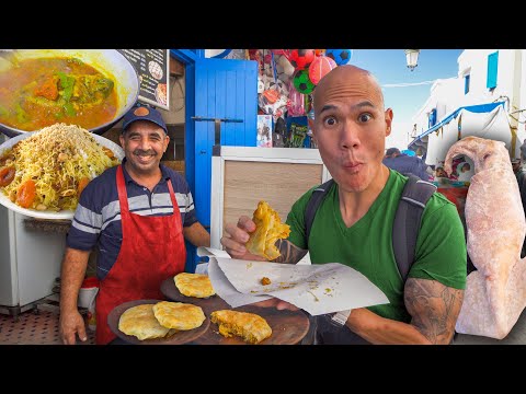 AMAZING Street Food in Essaouira, Morocco - HUGE MOROCCAN SEFFA + ESSAOUIRA SEAFOOD STREET FOOD TOUR