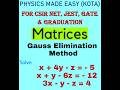 Basic operations on matrices and vectors; gaussian elimination method; linear dependence of vectors;