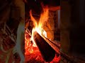 Cozy cabin fireplace with glowing logs and blue window light 🔥