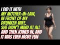 Mother-in-law, wife and me. Secret threesome games. Сheating,cheating wife.