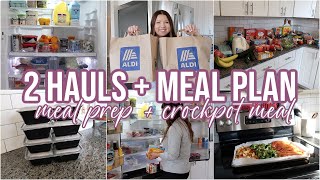 ALDI + WALMART GROCERY HAULS, EASY MEAL PREP, CROCKPOT MEAL | GROCERY HAUL AND MEAL PLAN FAMILY OF 7