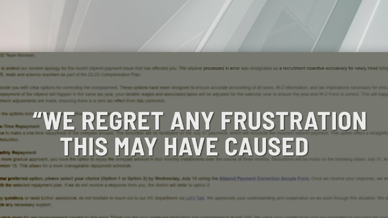 Austin ISD teachers asked to pay back $2,000 bonus after district accidentally overpaid some employe