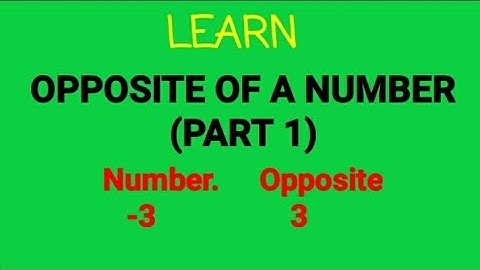 OPPOSITE OF A NUMBER (Part 1)