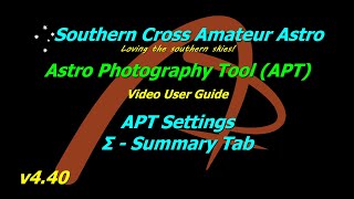 APT User Guide - APT Settings - Summary Tab