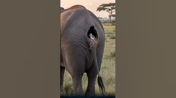Het vogelnest parasiteert op het lichaam van de olifant. #olifant #vogels #dieren