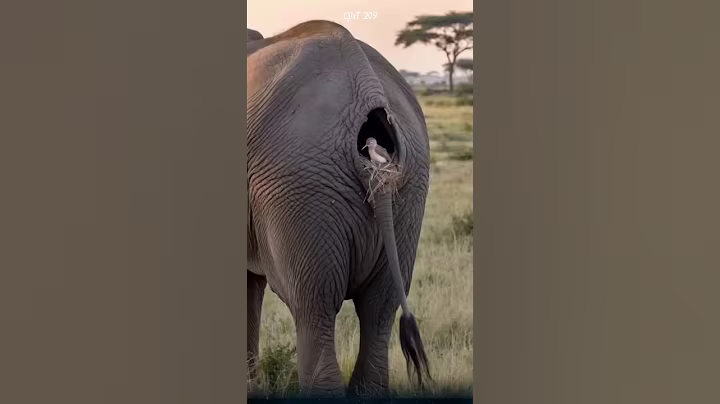 The bird's nest parasitizes on the elephant's body. #elephant #birds #animals