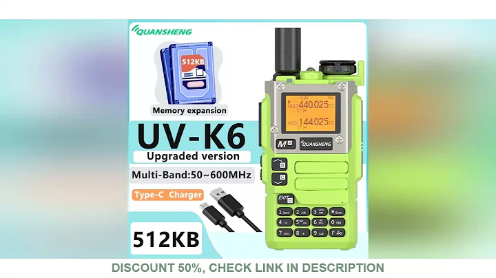 Upgraded UV-K6 Quansheng Walkie Talkie 512KB Memory Expansion Full Band AM FM Type-C Scrambler NOAA
