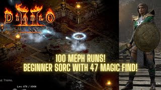 Diablo 2 Resurrected - 100 Mephisto runs with 47 mf beginner sorceress! Several upgrades!