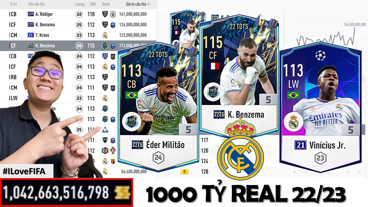 1000 Tỷ I Love Phá Sạch Sắm Đội Hình REAL MADRID 2022/2023 Khủng Nhất FO4 Với QBV BENZEMA 22TS +5