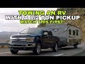 Towing a Travel Trailer RV with a 1/2 ton Pickup! Watch this!