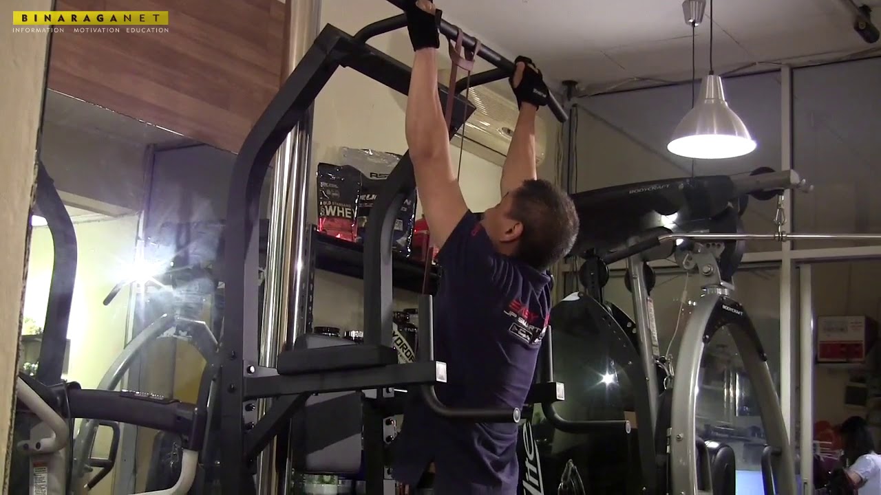 Latihan Pull Up With Resistance Band - Domyos Weight Training Dips Station  900 - YouTube