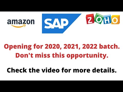 SAP ZOHO AMAZON OPENINGS for Freshers | Opening for Bsc, BA , B.tech, BE, MCA & others#jobs#itjobs