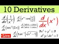 Calc 1 review: 10 derivative problems