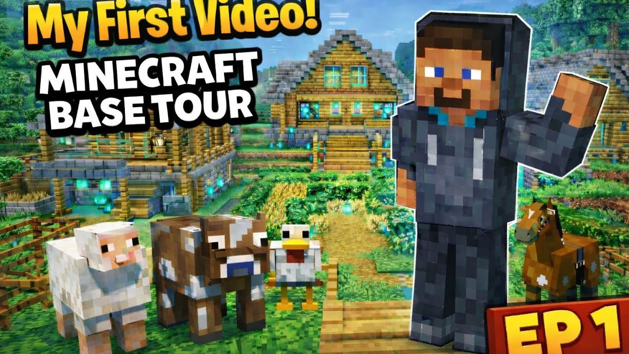 | Minecraft Base Tour | My First Video | Survival Series EP 1 ...