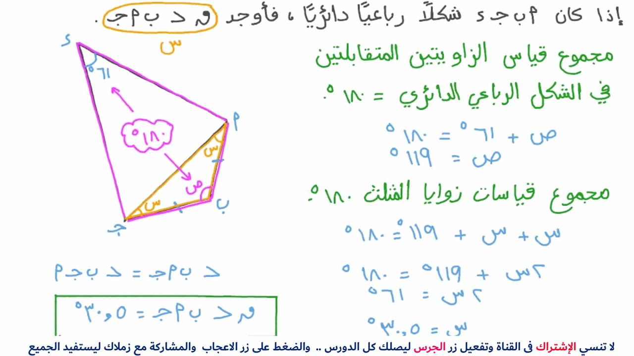 خواص الشكل الرباعي الدائري
