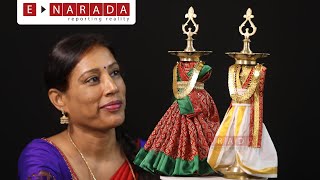 How to drape a saree and dhoti for lamps | Lakshmi Narayana Alanakara with blouse piece & Panche