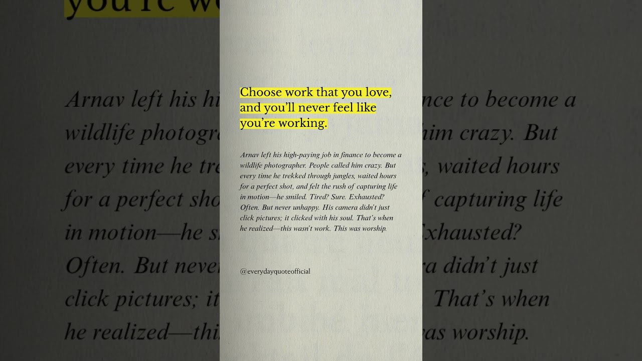 When passion pays, work becomes joy.