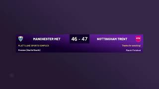 Live Netball - Manchester Met University Vs Nottingham Trent - Weds 11Th October 7 Pm