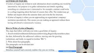 Writing Letters of Inquiry Lesson 6 English Form 4 -Topic 6 - Writing - KCSE Lesson Notes & Videos screenshot 2