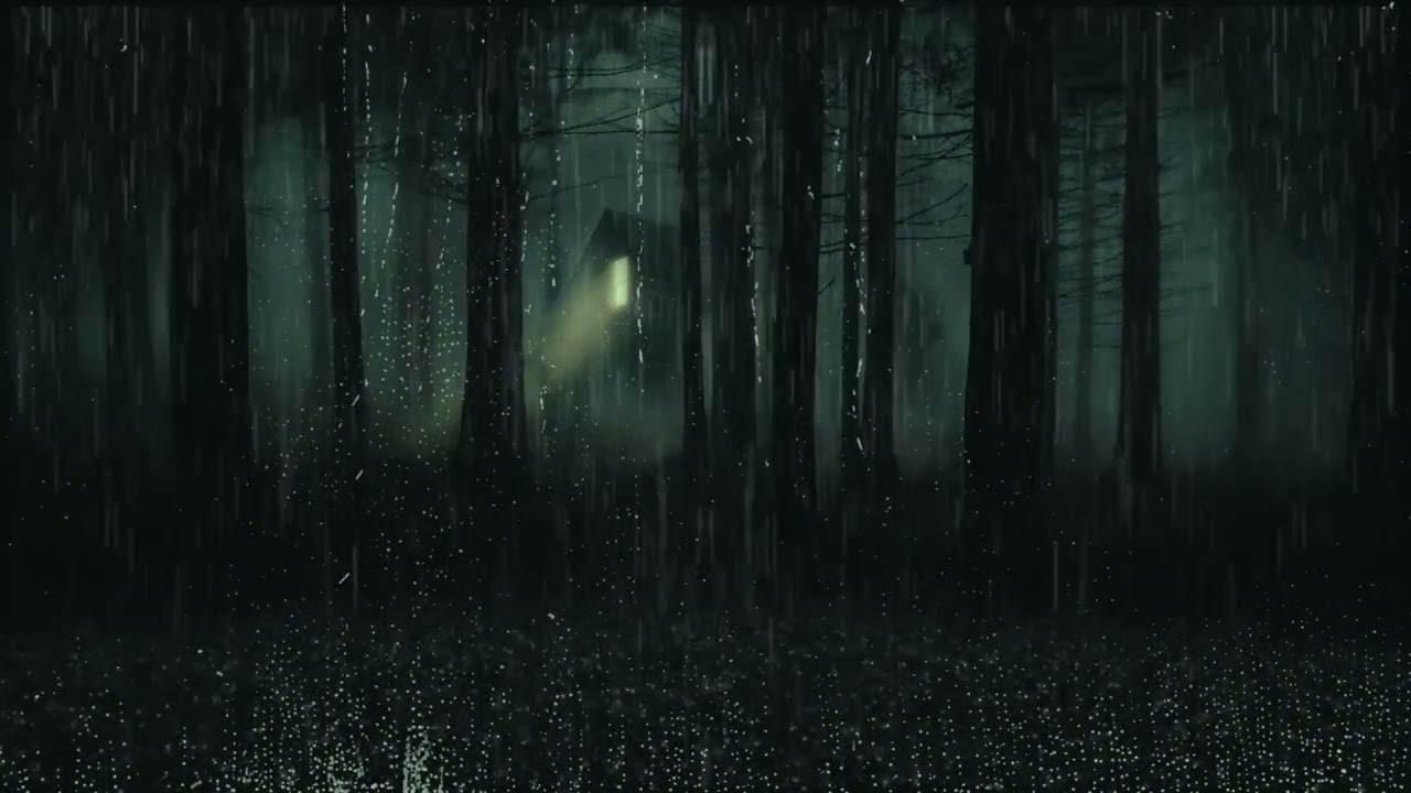 Creepy House in the Woods in Heavy Rain 🌧️ | 2 Hours Dark Sleep Ambience (Screen Fades After 20 Min)