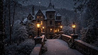 Crossing the Snowy Bridge to a Gothic Manor Winter Dark Academia Ambience for Calm Study Work