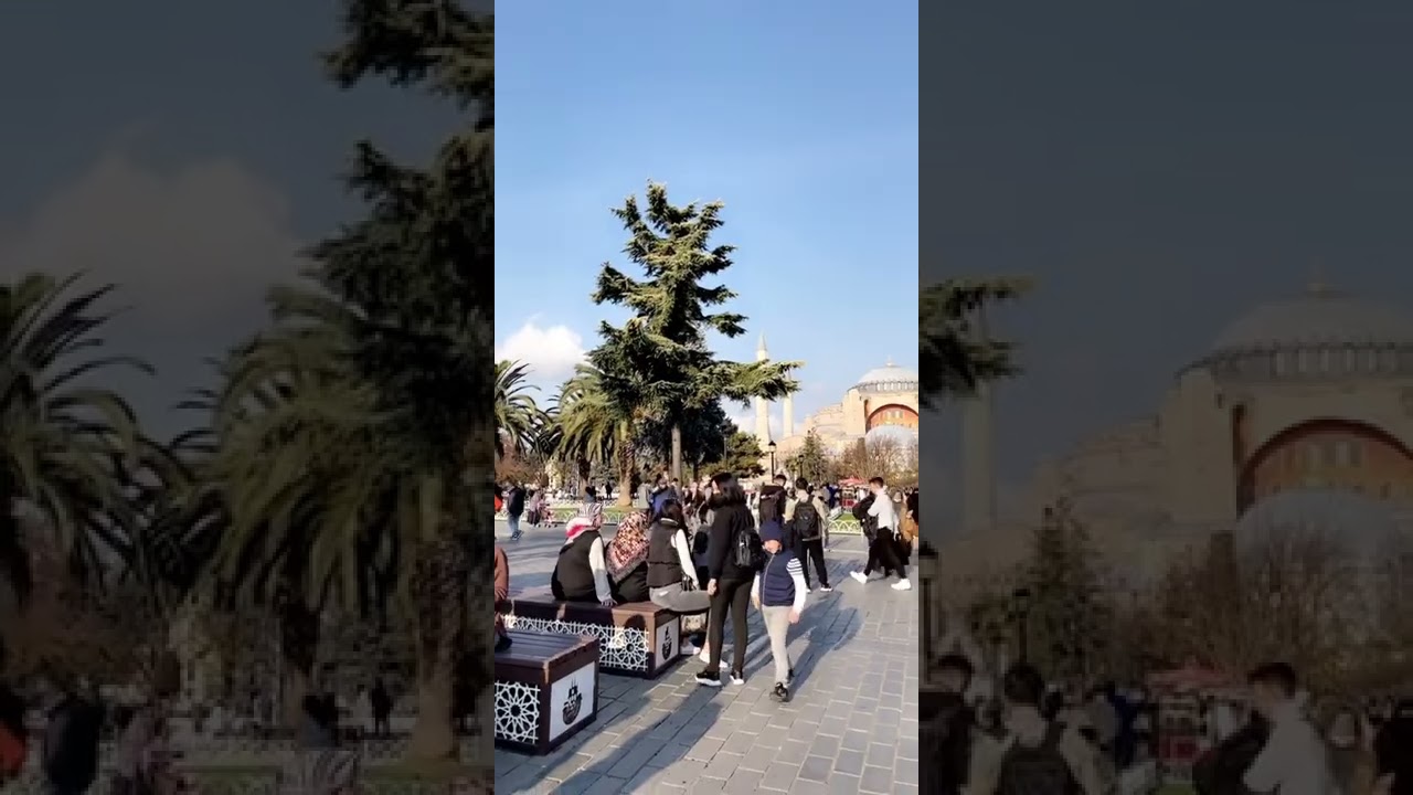 Blue Mosque and Aya(Hagia) Sofia Azan at the sametime.Beautiful and mesmerising view Istanbul Turkey