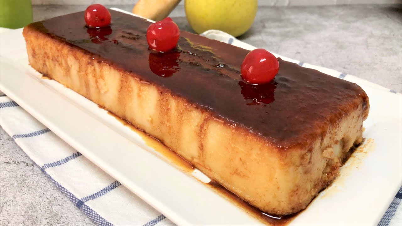 PUDING DE PAN Y MANZANA, RECETA DE APROVECHAMIENTO, FACIL Y DELICIOSA.