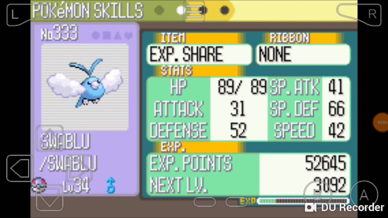 Swablu evolution to Altaria Pokemon Ruby/Sapphire/Emerald YouTube