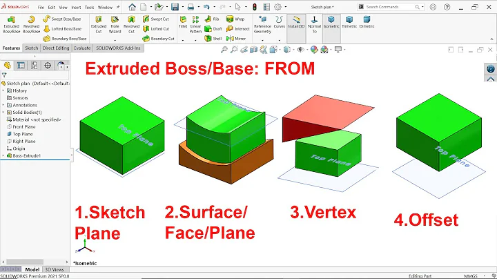 Start Conditions in Extruded Boss Base Feature in Solidworks