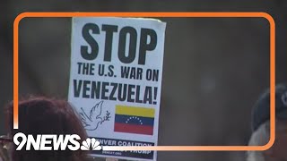 Protesters oppose Trump Administration's actions in Venezuela at Colorado Capitol